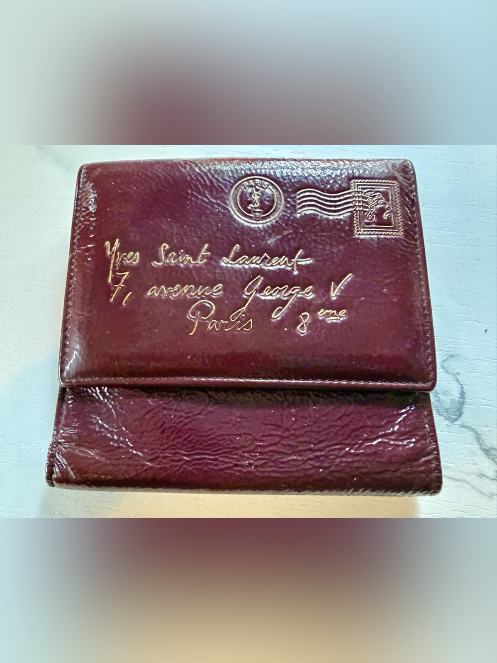 RARE Yves Saint Laurent Patent Leather Address Invitation Wallet